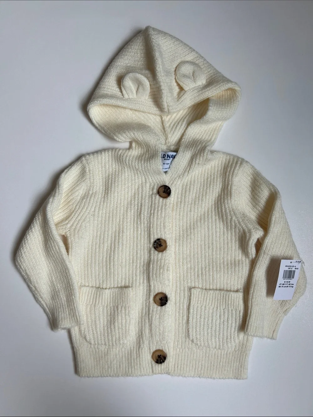 Old Navy Cream Hooded Knit Cardigan with Ear Details - Kids